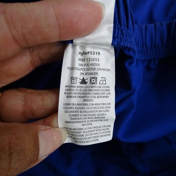 Spread Good Cheer Royal Blue Scrub Pants Bootcut Women Size S TALL With Pockets - Picture 9 of 13